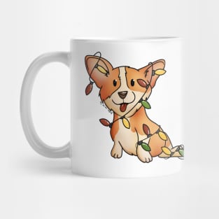 Corgi Tangled Up for Christmas Mug